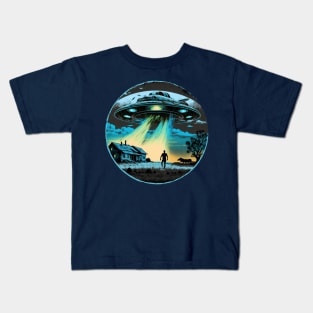 UFO Flying Saucer Alien Abduction Kids T-Shirt